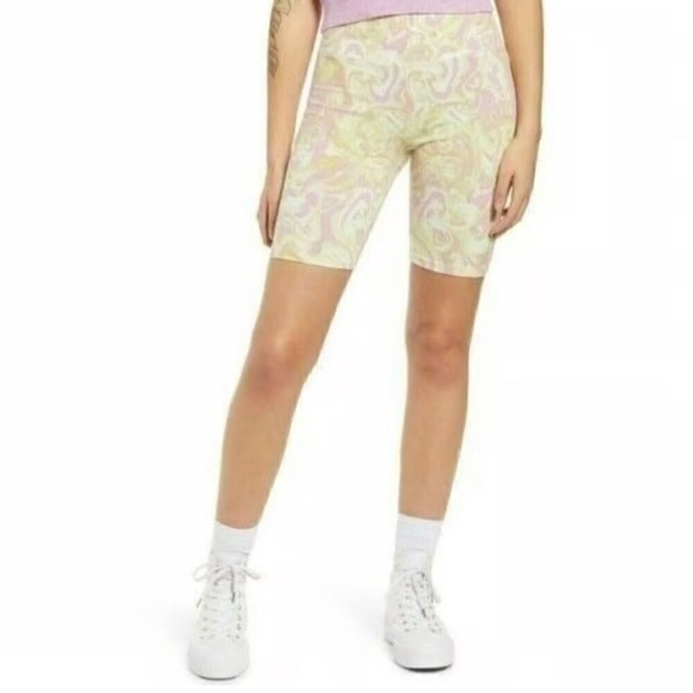 NWT bp High Waist Bike Shorts in Purple Green Spacey - XXS